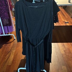 White House Black Market Charcoal Long Sleeve Dress